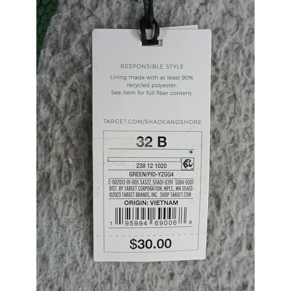 Shade & Shore Bikini Set Womens 32B Small Green Underwire Padded Pique NWT - Picture 2 of 9